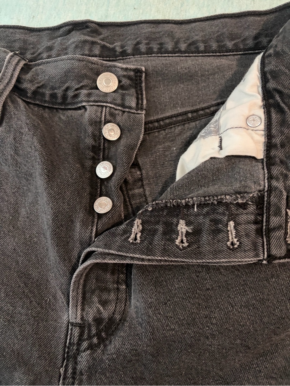 NWOT Levi’s 501 Black Denim High-Rise Cut Off Shorts - Picture 2 of 7